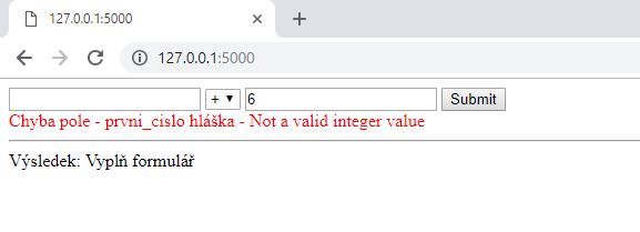 Chybová hláška pri validáciu formulárov vo WTForms vo Flask frameworku v Pythone - Flask framework pre Python