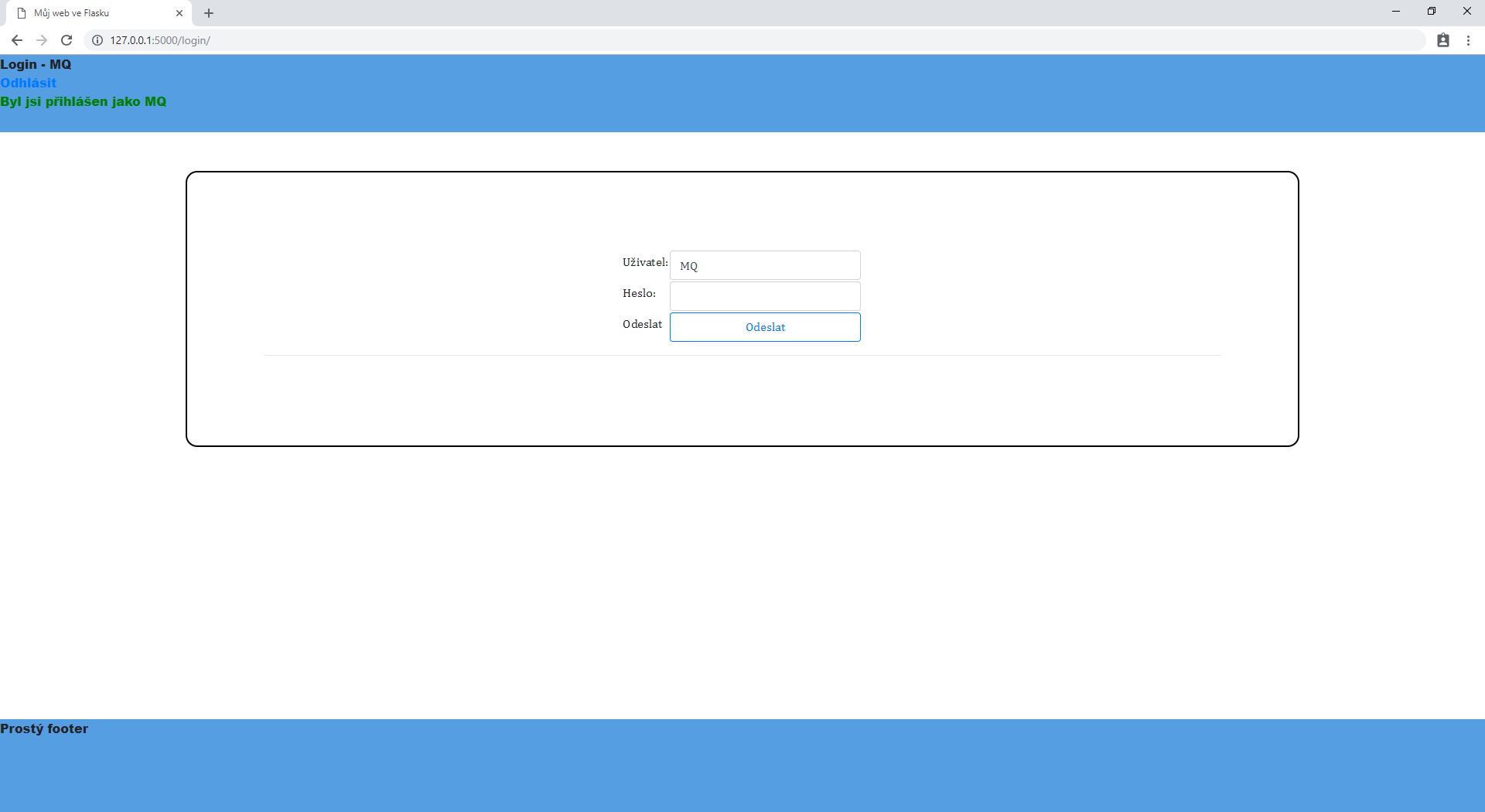 Flash hlásenie pri prihlásení používateľa vo Flask frameworku pre Python - Flask framework pre Python