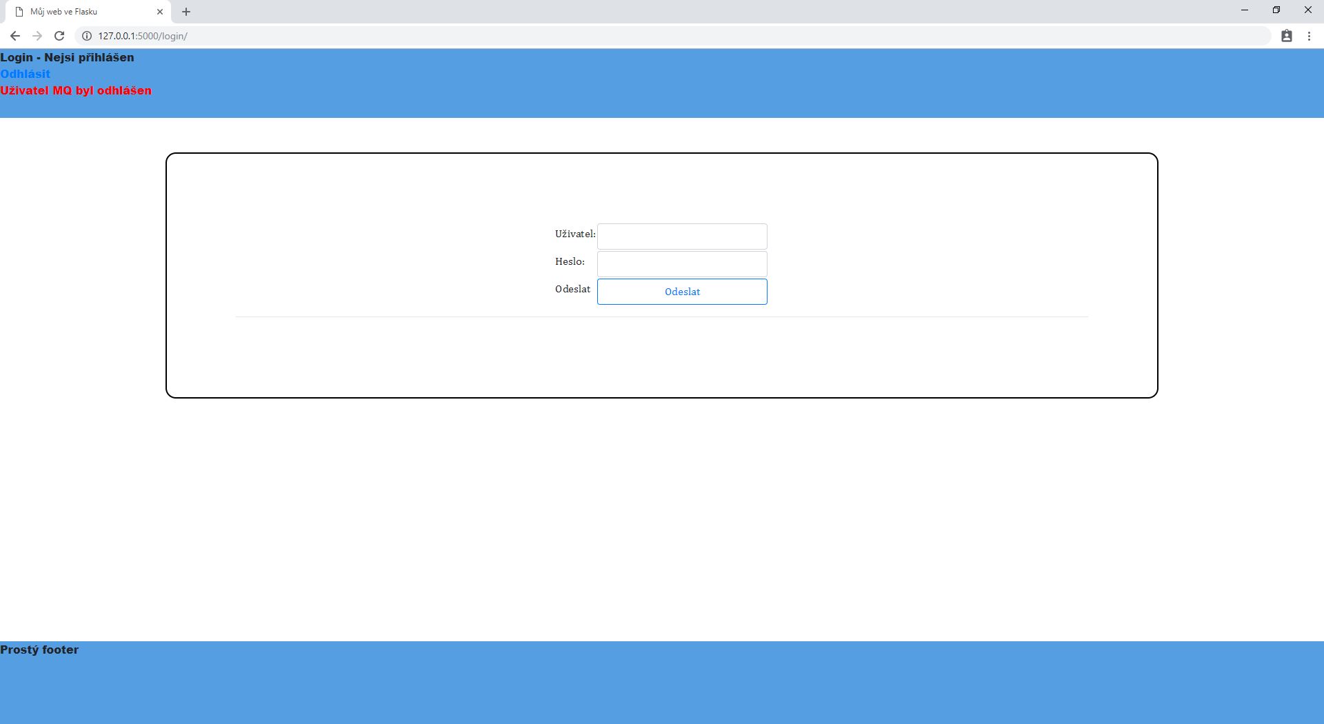 Flash hlásenie pri odhlásení používateľa vo Flask frameworku pre Python - Flask framework pre Python