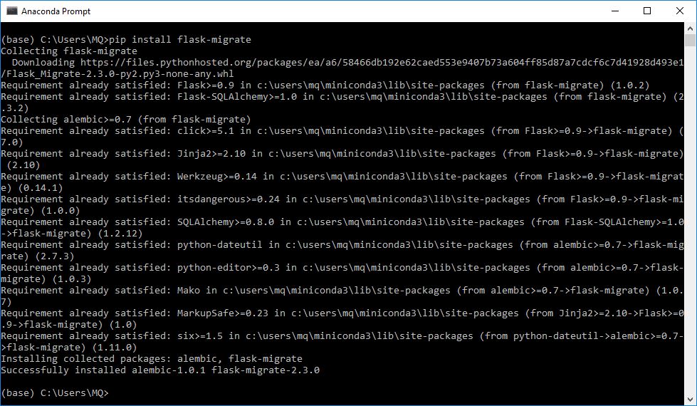 Inštalácia flask-migrate a flask-script