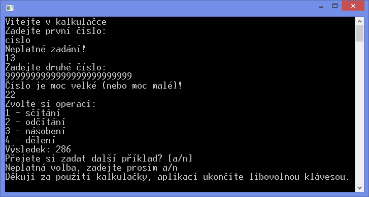 Jednoduchá konzolová kalkulačka v C ++ s ošetrením vstupov - Zdrojákoviště C ++ - Základná konštrukcia