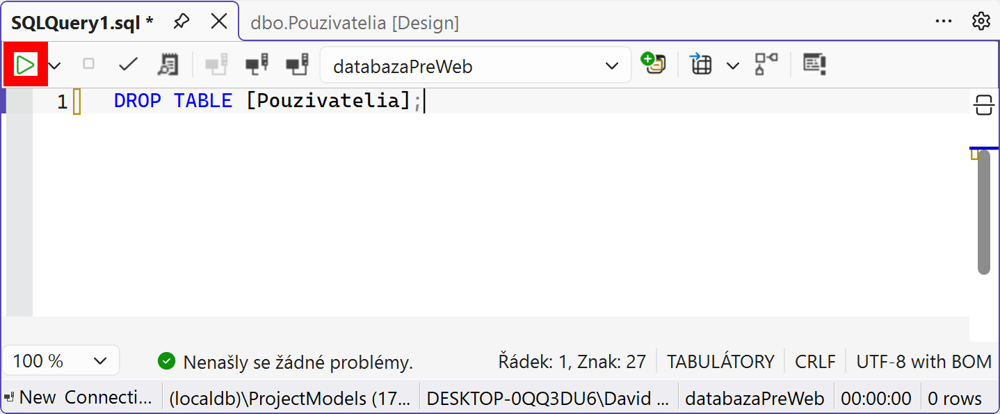 Spustenie SQL skriptu vo Visual Studiu - MS-SQL databázy krok za krokom