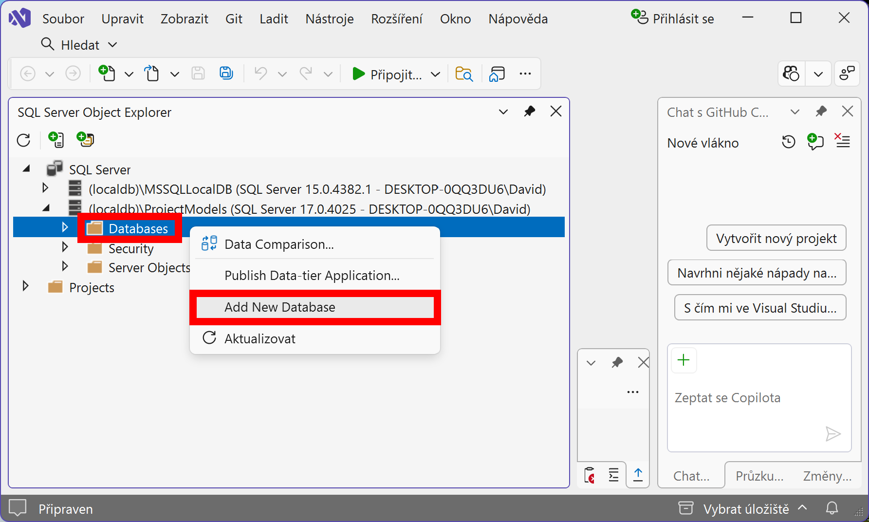 Vytvorenie novej databázy - MS-SQL databázy krok za krokom