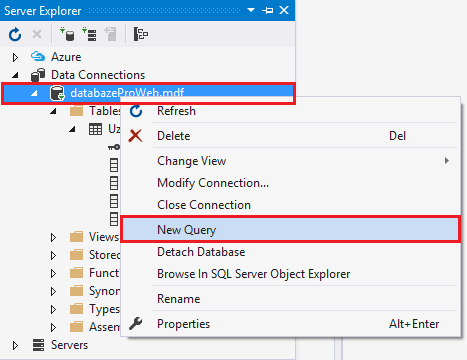 Vytvorenie SQL dotazu vo Visual Studio - MS-SQL databázy krok za krokom