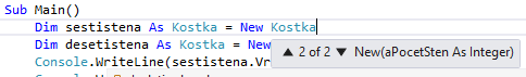 Pomoc IntelliSense k preťaženým metódam v C # - Objektovo orientované programovanie vo Visual Basic .NET