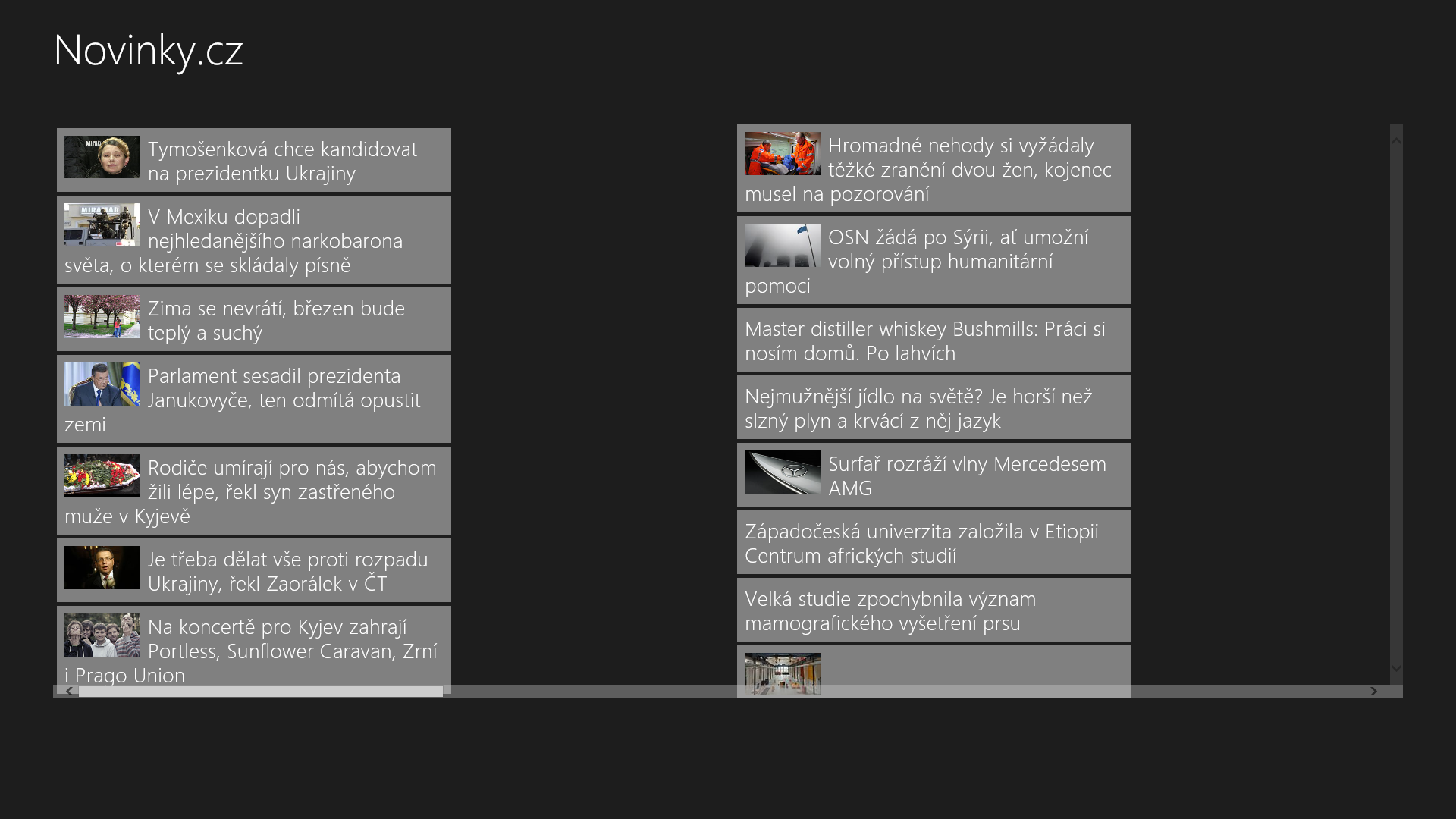 Ostylovaná jednoduchá čítačka RSS. - Tvorba Windows 8 store aplikácií v JavaScripte