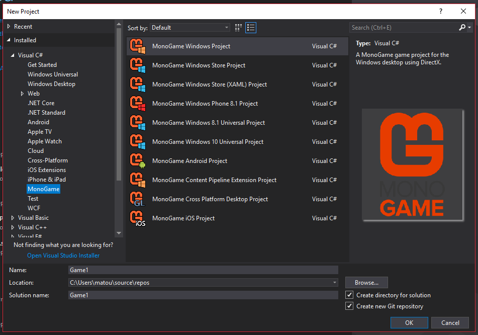 Nový projekt v MonoGame - C # - Tvorba hier v MonoGame