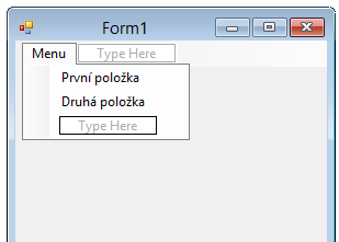 Menu strip v C# .NET - Okenné aplikácie v C # .NET vo Windows Forms