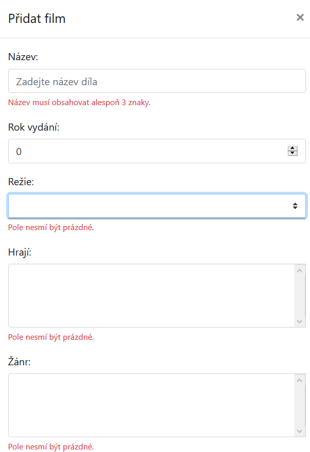 Chýbajúce používatelia pri pridávaní filmu - REST API v Spring Boot - Filmová databáza