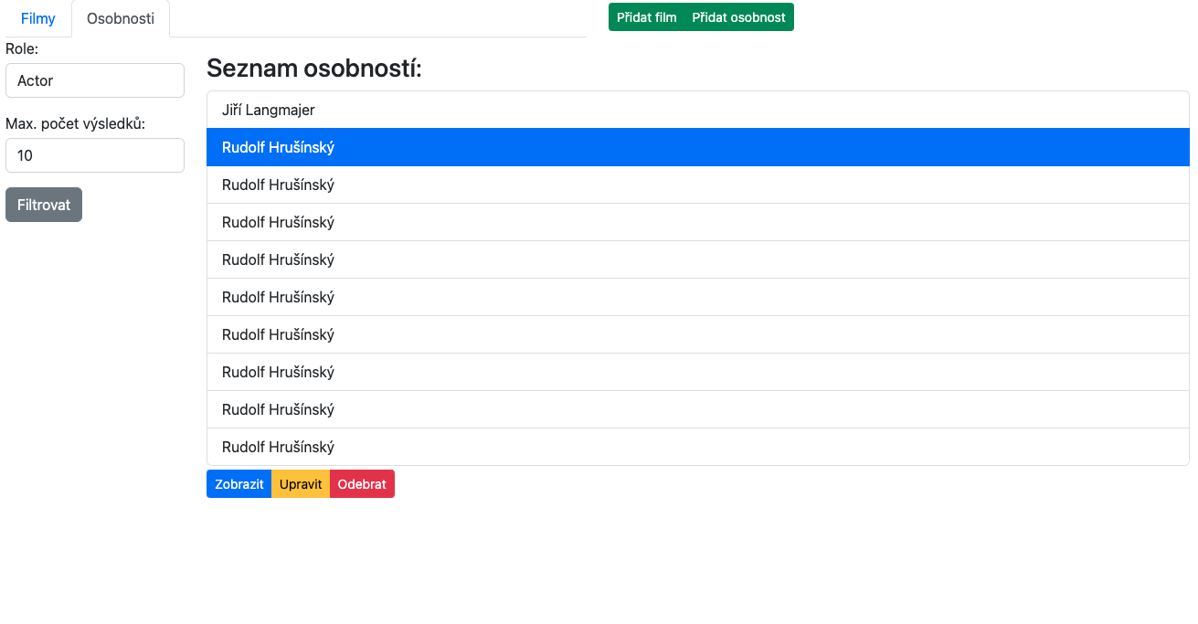 Začiatok testovania editácie osôb