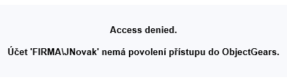 ObjectGears – access denied - Systém ObjectGears