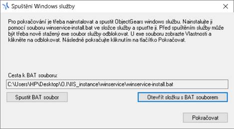 ObjectGears nová inštalácia – spustenie winservice - Systém ObjectGears