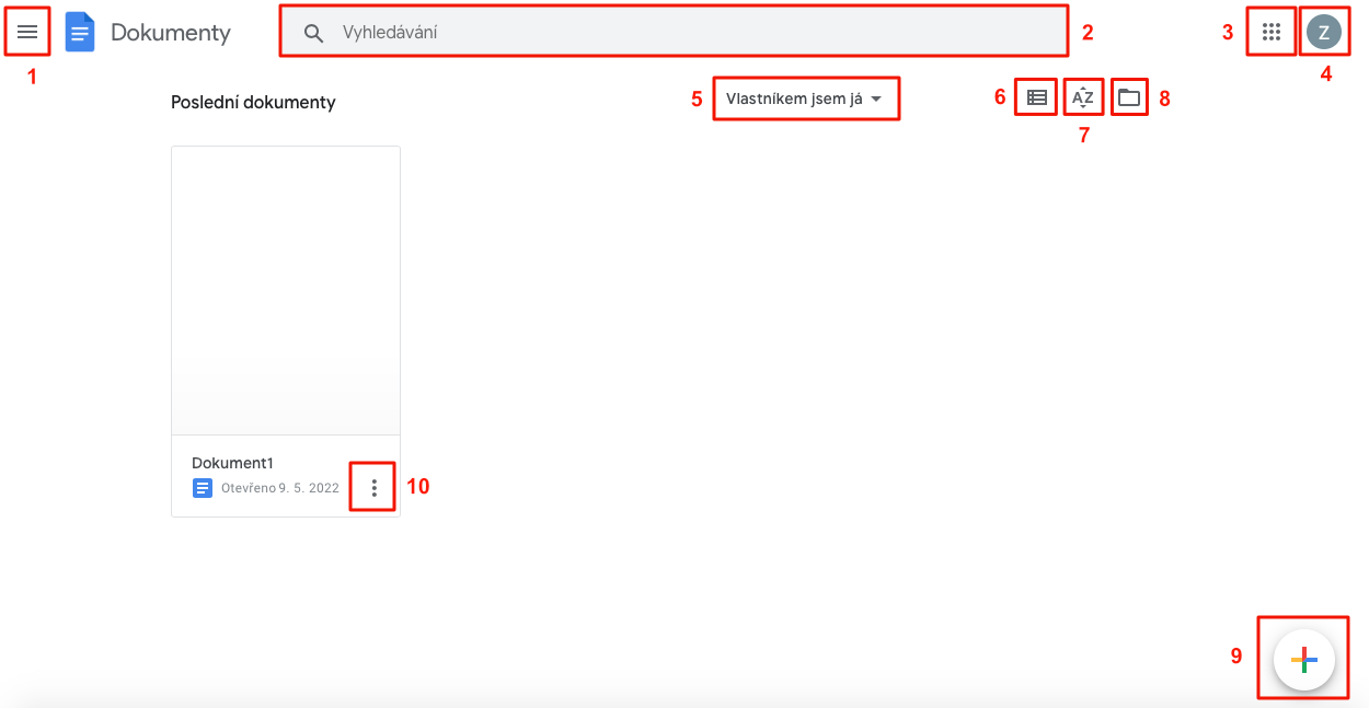 Plocha Google Dokumenty - Základy - Google Dokumenty (Docs)