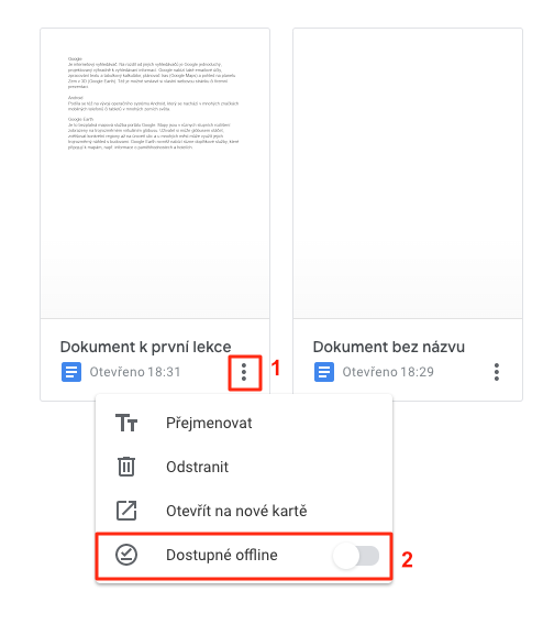 Dokument Offline - Základy - Google Dokumenty (Docs)