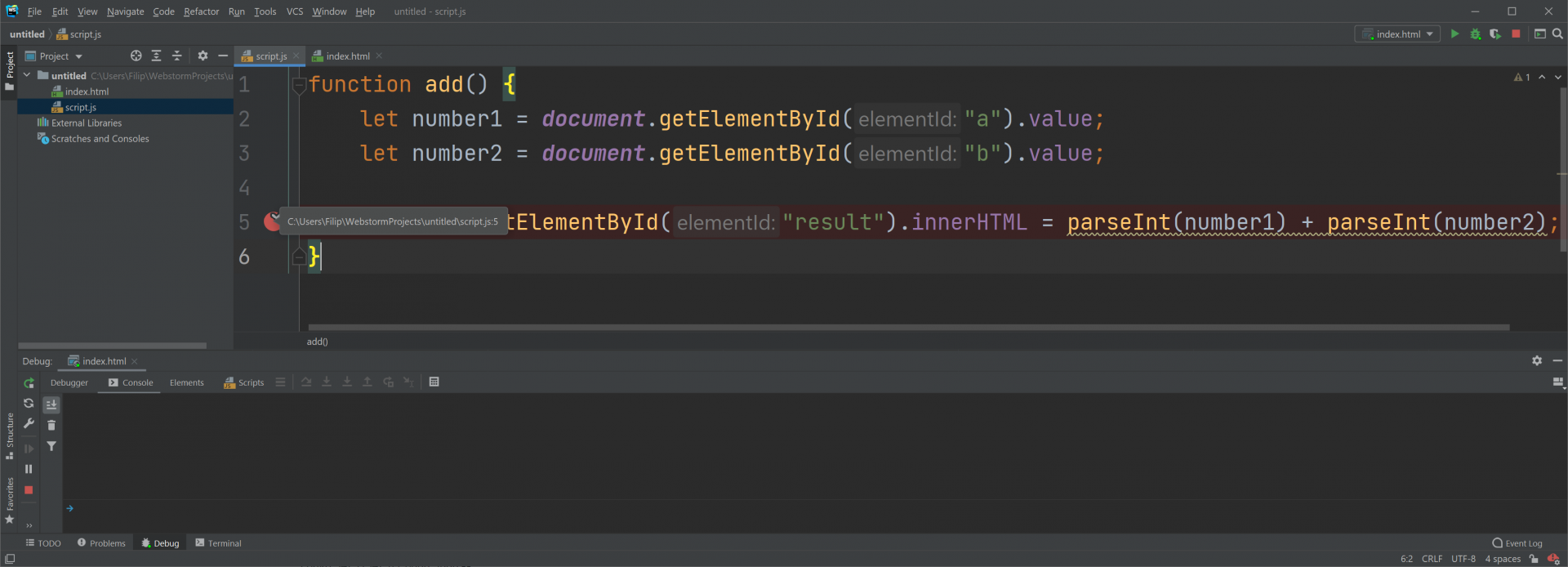debuggingbreakpointWS - Debugging