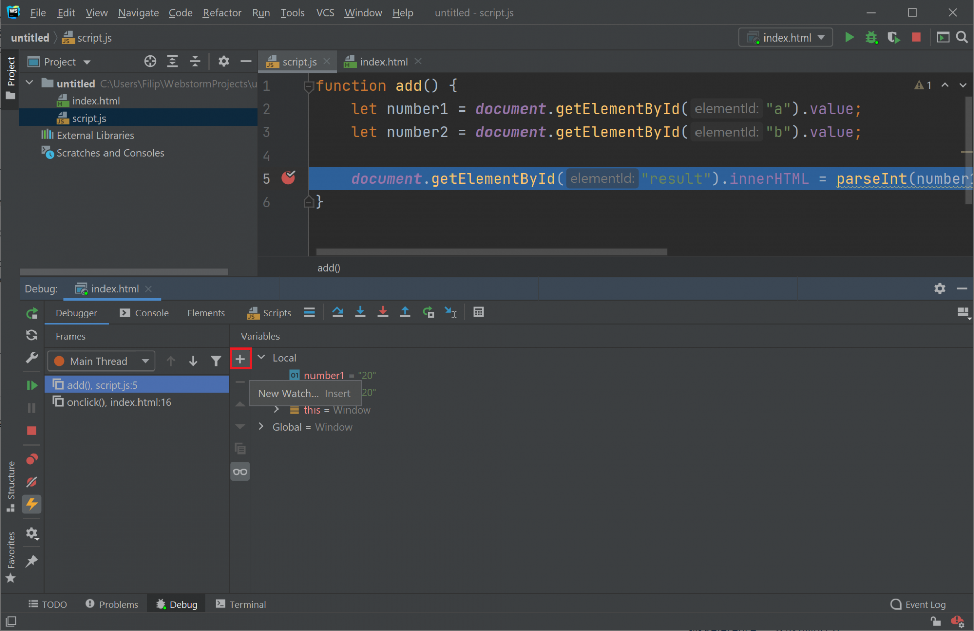 watchesjs - Debugging