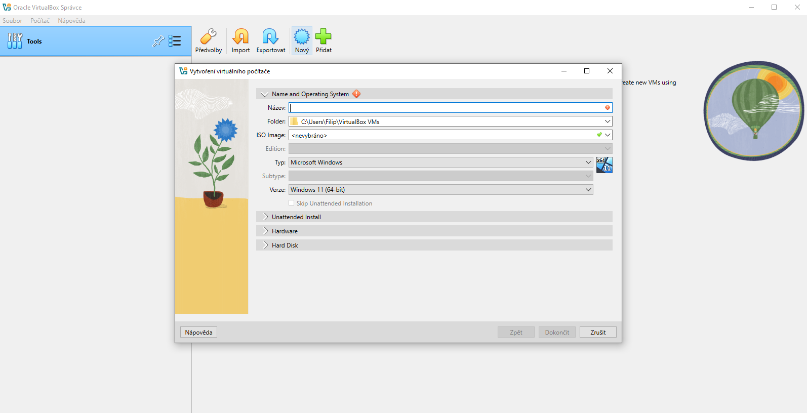 Nový VBox - Správa serverov a služieb - Správa serverov a služieb