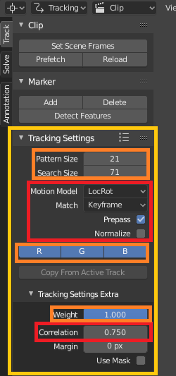 nastavenie trackov - Vizuálne efekty v Blenderu
