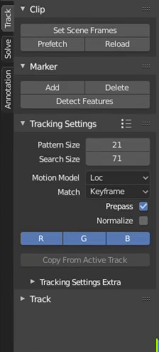 nastavenie trackov - Vizuálne efekty v Blenderu