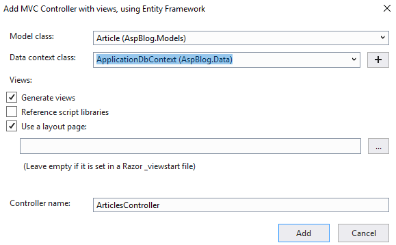 Scaffolded controler v ASP.NET Core MVC - Základy ASP.NET Core MVC