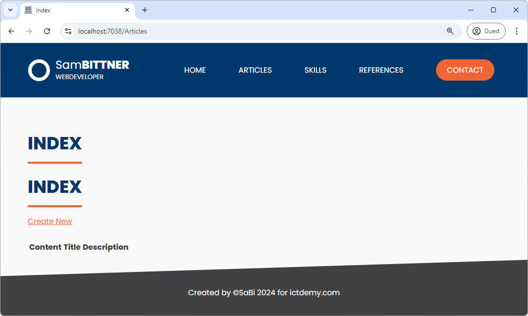 Zoznam článkov v ASP.NET Core MVC - Základy ASP.NET Core MVC