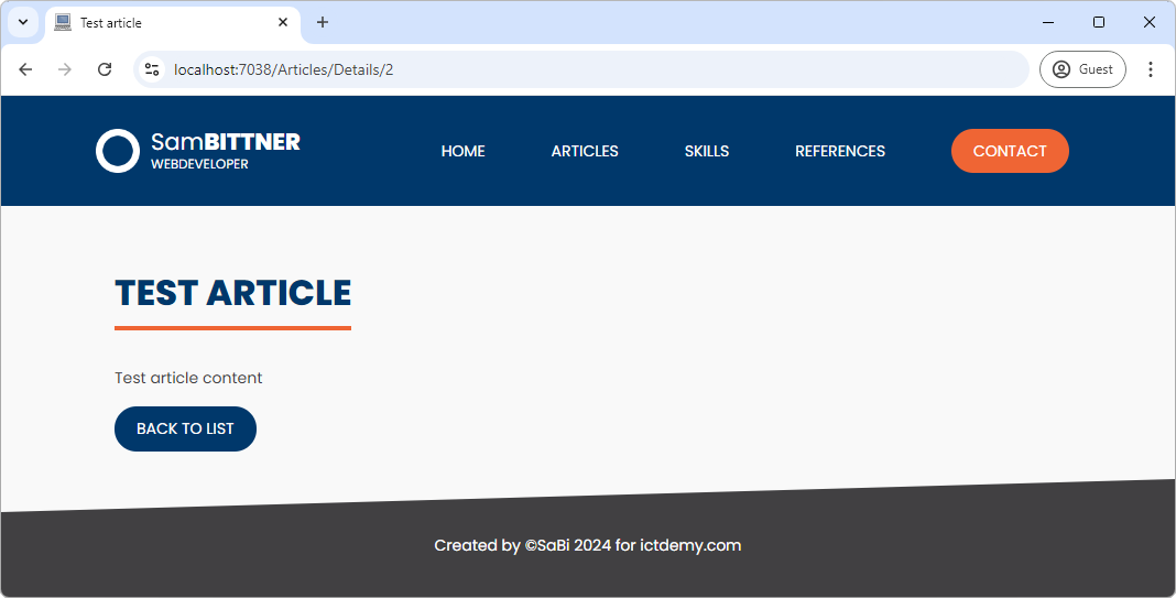 Výpis článku z databázy v ASP.NET Core MVC - Základy ASP.NET Core MVC