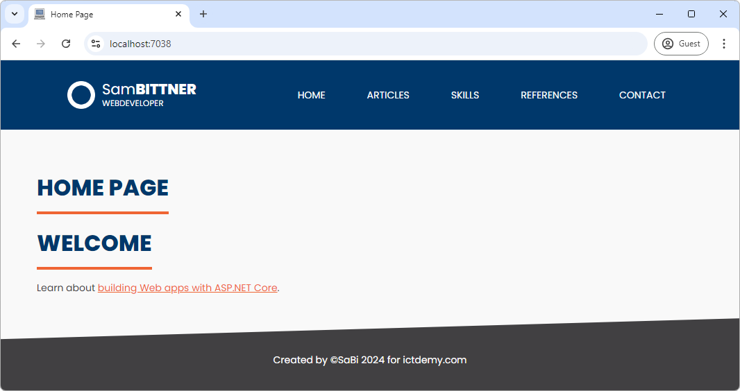 SaBiho šablóna pre ASP.NET Core MVC - Základy ASP.NET Core MVC