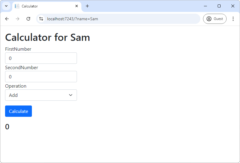Kalkulačka s venovaním v ASP.NET MVC - Základy ASP.NET Core MVC