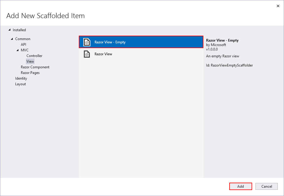 Pridanie pohľadu v ASP.NET Core MVC - Základy ASP.NET Core MVC