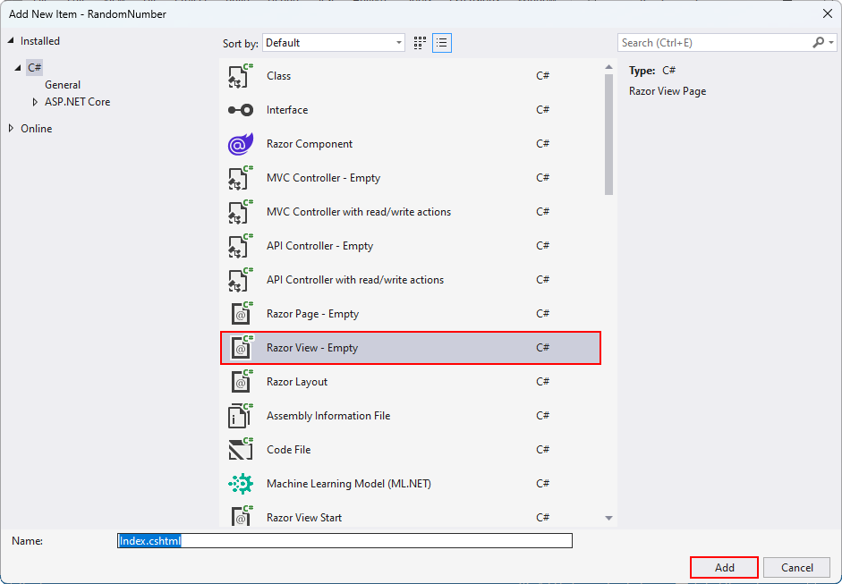 Pridanie pohľadu v ASP.NET Core MVC - Základy ASP.NET Core MVC