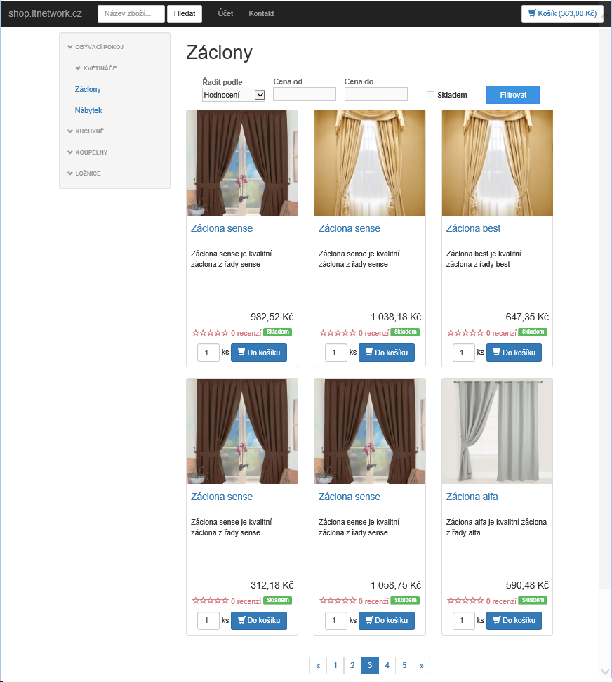 Prehľad produktov z vybranej kategórie - Kompletné e-shop v ASP.NET Core MVC