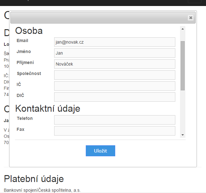 Formulár objednávky v e-shope v ASP.NET Core