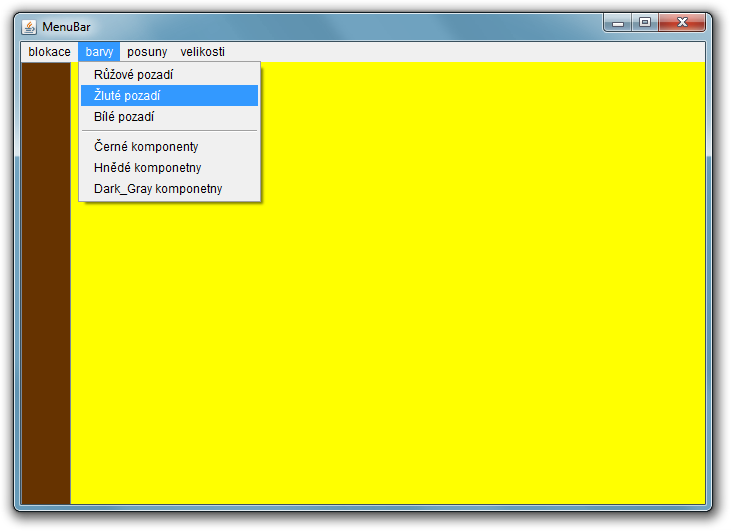 Menubar v Jave - Java Swing bez grafického návrhára