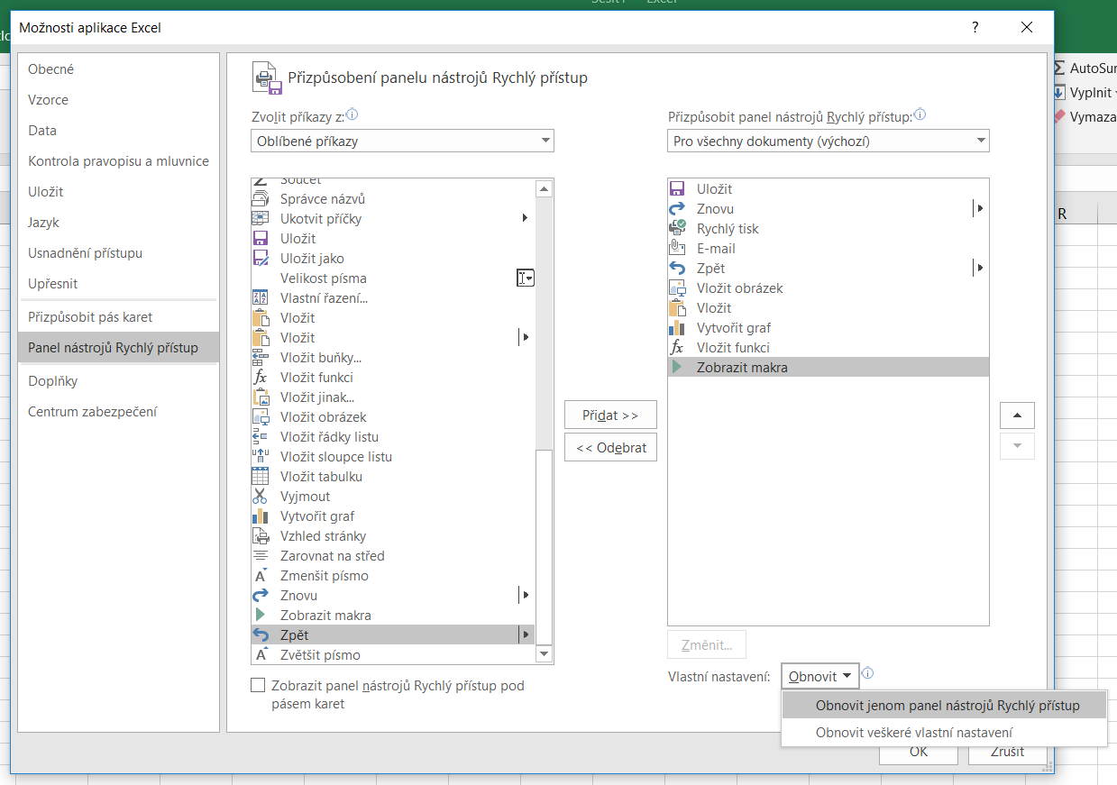 Možnosti aplikácie Excel - Microsoft Office