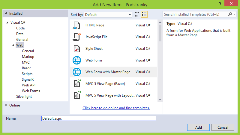 Web Form s Master Page v ASP.NET - ASP.NET Web Forms
