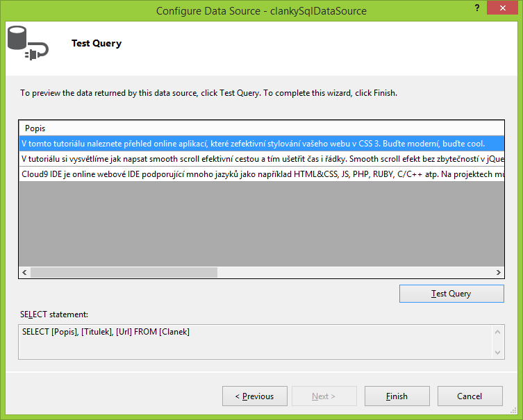 Pridanie DataSource v ASP.NET Web Forms - ASP.NET Web Forms