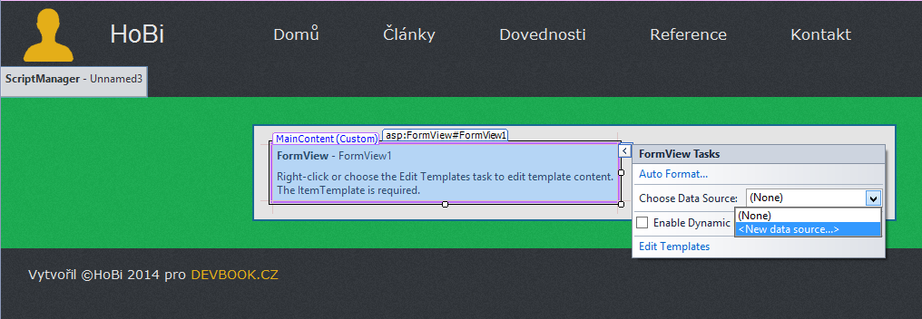 Pridanie DataSource FormView v ASP.NET Web Forms - ASP.NET Web Forms