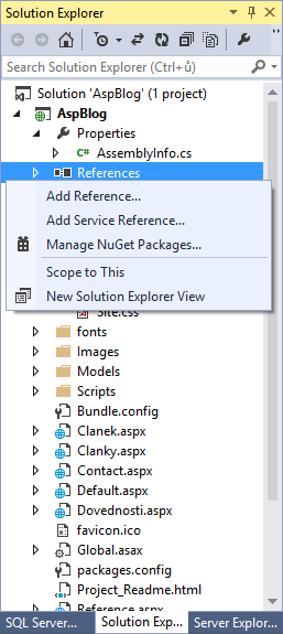 Pridanie referencie v ASP.NET - ASP.NET Web Forms