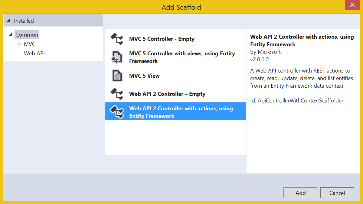 Kontrolér pre Web API v ASP.NET Single Page Application - ASP.NET MVC - Single Page Application
