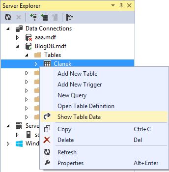 ASP.NET – Editácia dát tabuľky vo Visul Studio - ASP.NET Web Forms
