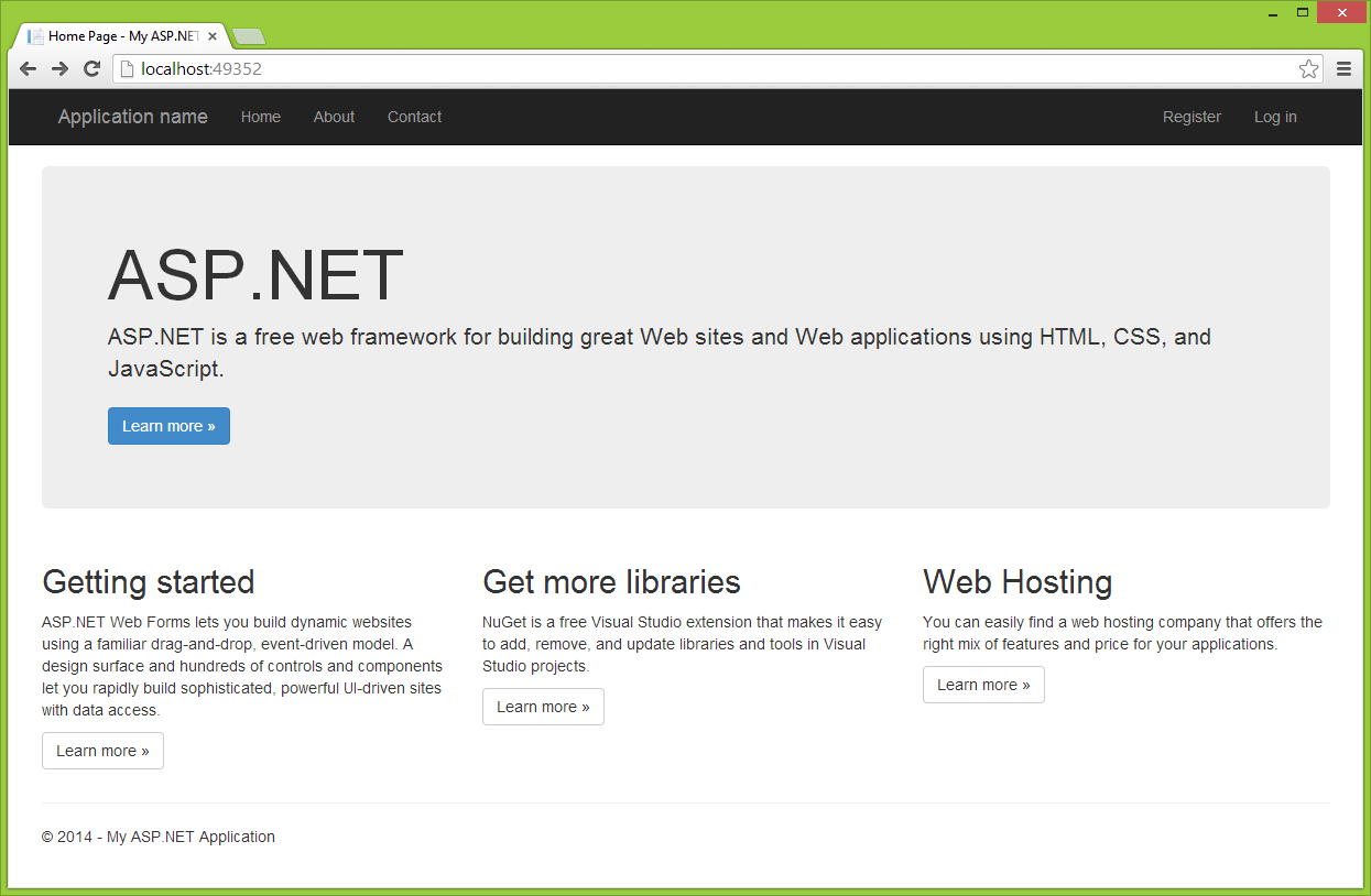 Ukážka template webu v ASP.NET Web Forms - ASP.NET Web Forms