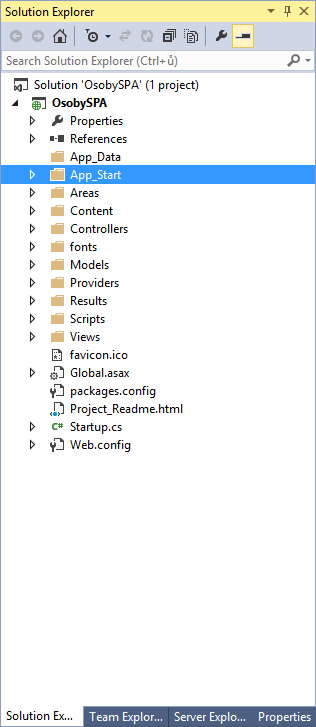 Štruktúra projektu Single Page Application v ASP.NET - ASP.NET MVC - Single Page Application