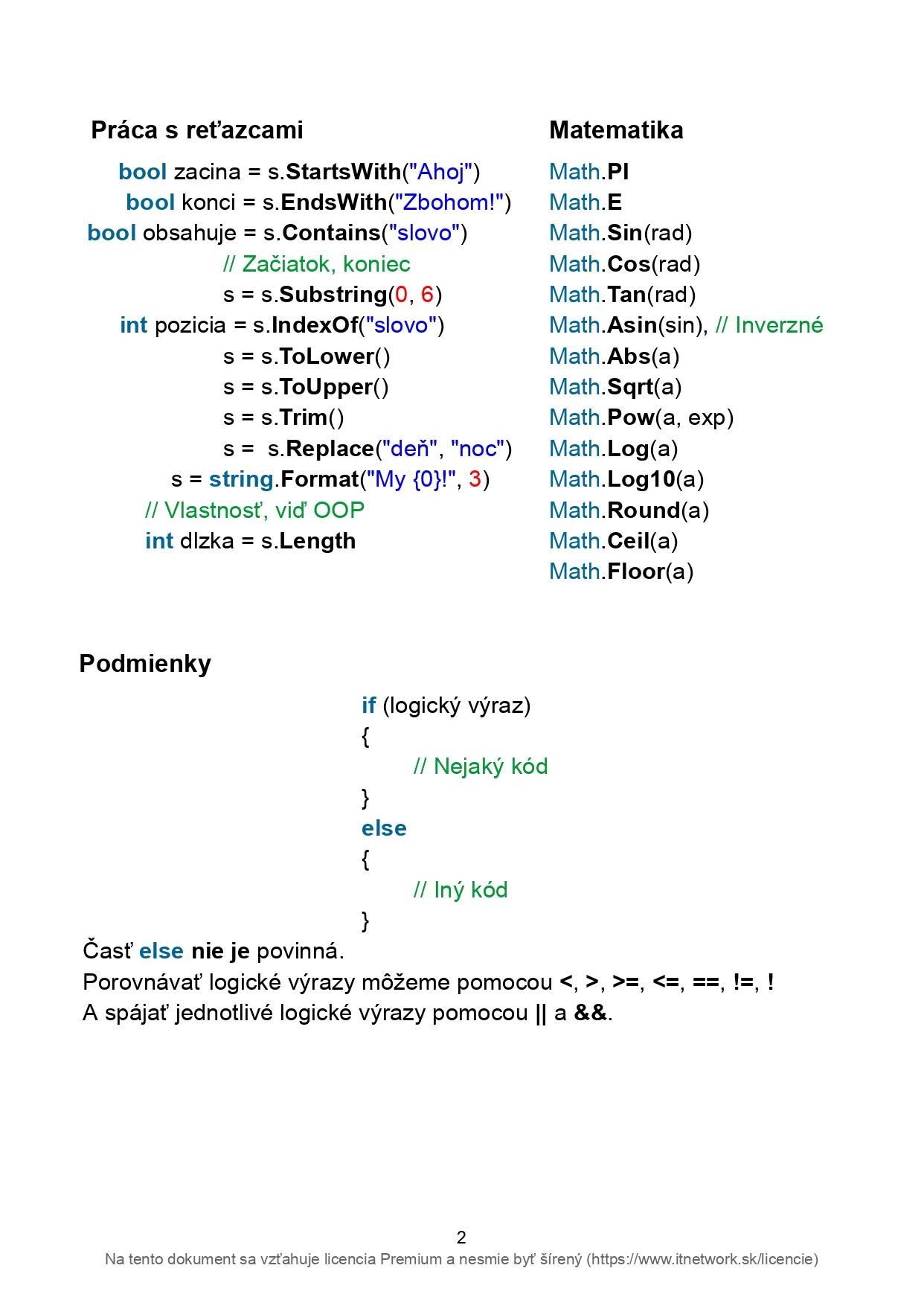 Základná konštrukcia jazyka C# .NET