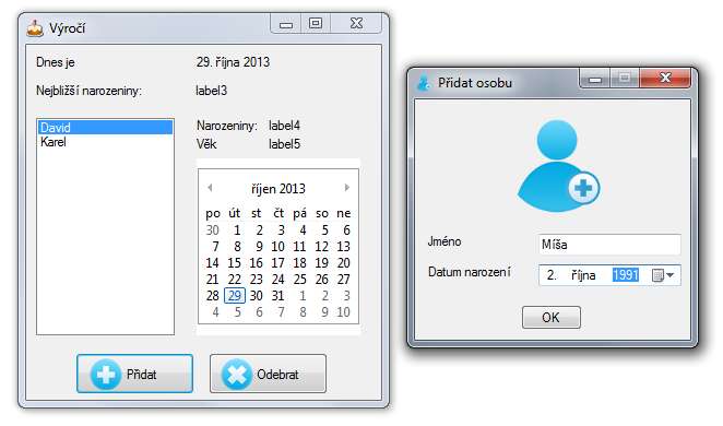 Pridávanie a odoberanie - Okenné aplikácie v C # .NET vo Windows Forms