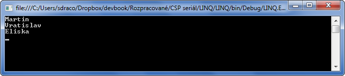 Ukážka použitia LINQ dotazu v C# .NET - Kolekcia v C # .NET a LINQ