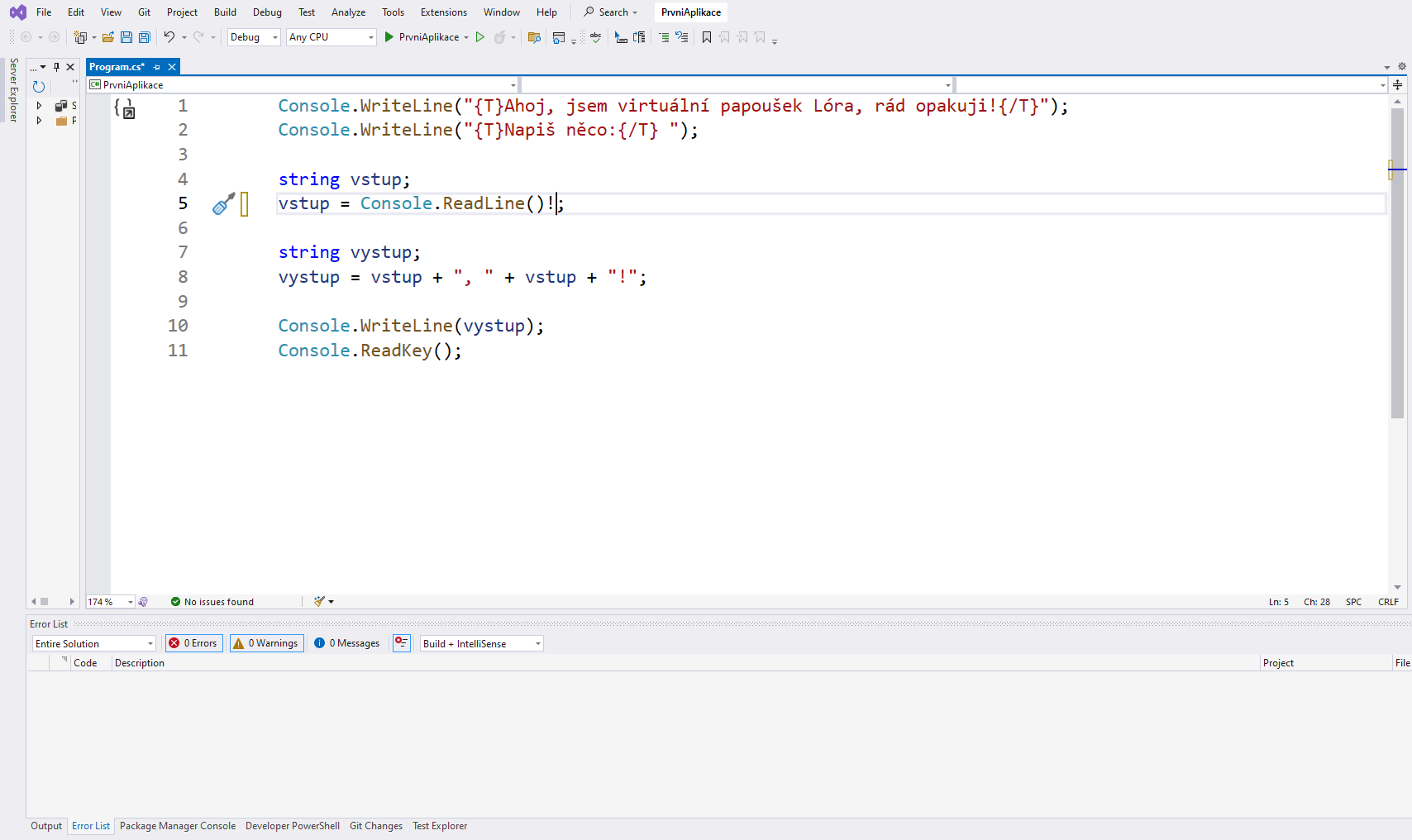 Riešenie null_console.readline - Základná konštrukcia jazyka C# .NET - Základná konštrukcia jazyka C# .NET