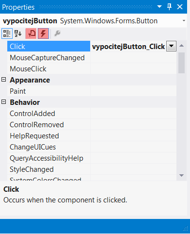 Udalosti vo Visual Studio - Okenné aplikácie v C # .NET vo Windows Forms