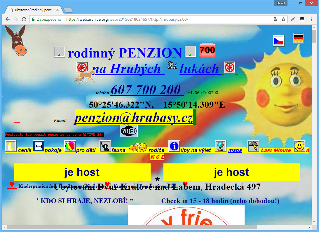 Stránky penziónu na Hrubých lúkach - Responzívny webdesign