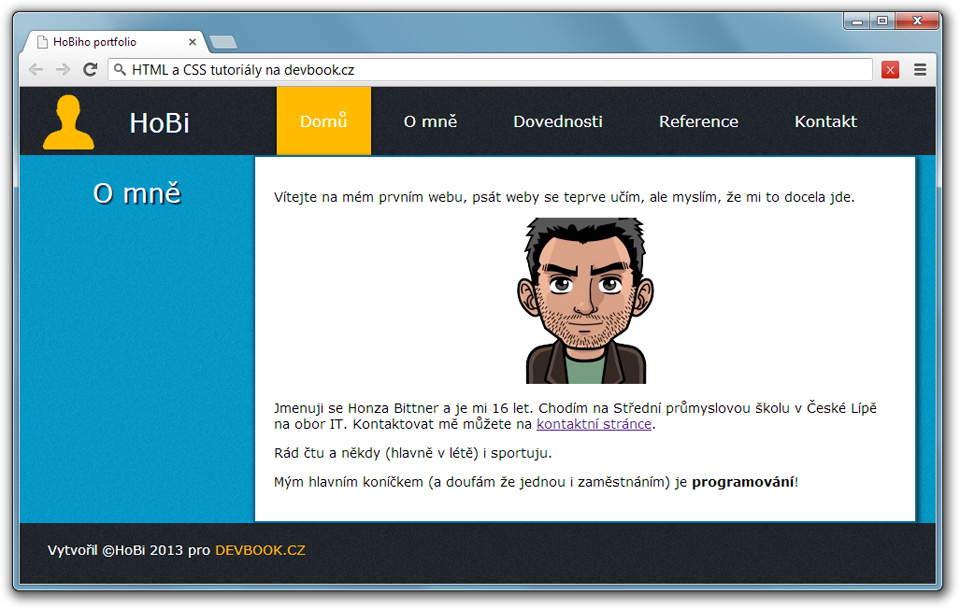 HoBiho web v HTML a CSS - Databázy v PHP pre začiatočníkov