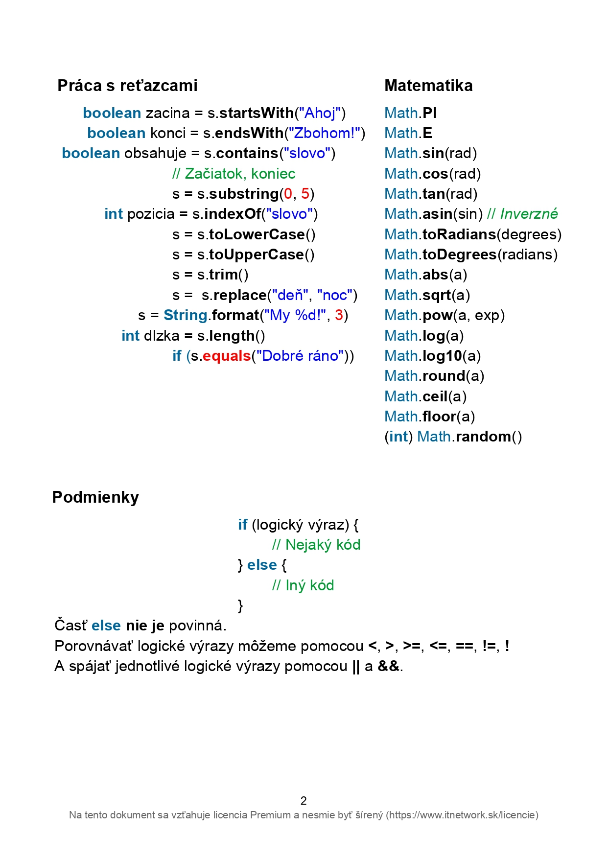 Základné konštrukcie jazyka Java